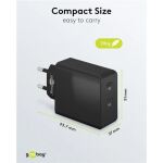 Goobay USB-C Dual-Schnellladegerät 36 Watt (schwarz, 2x USB-C, Power Delivery)