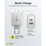 Goobay USB-C Dual-Schnellladegerät, PD, GaN, 65 Watt (weiß, 1x USB-C, 1x USB-A, Power Delivery)