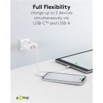 Goobay USB-C Dual-Schnellladegerät, PD, GaN, 65 Watt (weiß, 1x USB-C, 1x USB-A, Power Delivery)