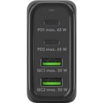 Goobay USB-C Multiport-Schnellladegerät, PD, GaN, 68 Watt (schwarz, 2x USB-C, 2x USB-A, Power Delivery, QuickCharge)