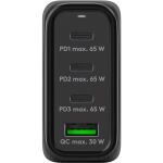 Goobay USB-C Multiport-Schnellladegerät, PD, GaN, 68 Watt (schwarz, 3x USB-C, 1x USB-A, Power Delivery, QuickCharge)