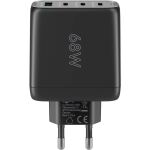 Goobay USB-C Multiport-Schnellladegerät, PD, GaN, 68 Watt (schwarz, 3x USB-C, 1x USB-A, Power Delivery, QuickCharge)
