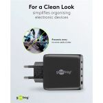 Goobay USB-C Multiport-Schnellladegerät, PD, GaN, 68 Watt (schwarz, 3x USB-C, 1x USB-A, Power Delivery, QuickCharge)