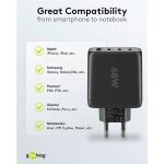 Goobay USB-C Multiport-Schnellladegerät, PD, GaN, 68 Watt (schwarz, 3x USB-C, 1x USB-A, Power Delivery, QuickCharge)