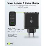 Goobay USB-C Multiport-Schnellladegerät, PD, GaN, 68 Watt (schwarz, 3x USB-C, 1x USB-A, Power Delivery, QuickCharge)
