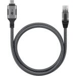 Goobay Ethernet-Kabel USB-C 3.2 Gen2 Stecker > RJ-45 Stecker (schwarz/silber, 1,5 Meter, geflochtener Textilmantel)