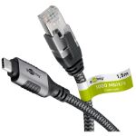 Goobay Ethernet-Kabel USB-C 3.2 Gen2 Stecker > RJ-45 Stecker (schwarz/silber, 1,5 Meter, geflochtener Textilmantel)