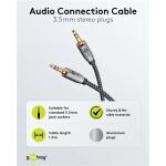 Goobay Plus Audio Verbindungskabel AUX 3,5mm stereo (schwarz/silber, 1 Meter)