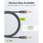 Goobay Plus Audio Verbindungskabel AUX 3,5mm stereo (schwarz/silber, 1 Meter)