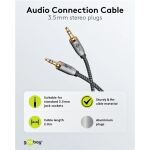 Goobay Plus Audio Verbindungskabel AUX 3,5mm stereo (schwarz/silber, 2 Meter)