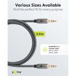 Goobay Plus Audio Verbindungskabel AUX 3,5mm stereo (schwarz/silber, 2 Meter)