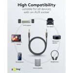 Goobay Plus Audio Verbindungskabel AUX 3,5mm stereo (schwarz/silber, 2 Meter)