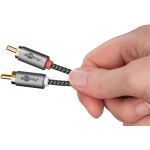 Goobay Plus Audio Adapterkabel AUX 3,5mm Klinke > Stereo-Cinch Stecker (schwarz/silber, 2 Meter)