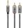 Goobay Plus Audio Adapterkabel AUX 3,5mm Klinke > Stereo-Cinch Stecker (schwarz/silber, 2 Meter)