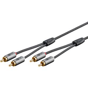 Goobay Plus Stereo-Cinchkabel (schwarz/silber, 2 Meter)