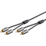 Goobay Plus Stereo-Cinchkabel (schwarz/silber, 2 Meter)