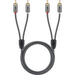 Goobay Plus Stereo-Cinchkabel (schwarz/silber, 2 Meter)