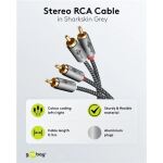 Goobay Plus Stereo-Cinchkabel (schwarz/silber, 2 Meter)