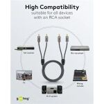 Goobay Plus Stereo-Cinchkabel (schwarz/silber, 2 Meter)