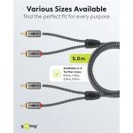 Goobay Plus Stereo-Cinchkabel (schwarz/silber, 5 Meter)
