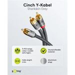 Goobay Plus Cinch Y-Kabel (schwarz/silber, 2 Meter)