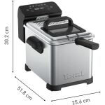 Tefal Fritteuse FR507D Family Pro Digital (edelstahl/schwarz, 2.400 Watt, Ölbehälter 4 Liter)
