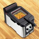 Tefal Fritteuse Clear Duo FR600D (edelstahl/schwarz, 2.000 Watt, Ölbehälter 3,5 Liter)