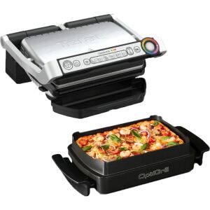 Tefal OptiGrill+ Snacking & Baking GC714D (silber/schwarz, 2.000 Watt, mit Backschale)