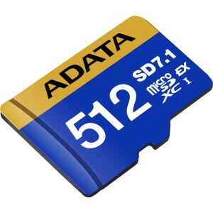 A-Data Premier Extreme microSDXC SD7.1 512 GB (blau/gelb, SD7.1 Express, UHS-I U3, Class 10, V30, Nintendo Switch 2 Ready)