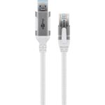 Goobay Ethernet-Kabel USB-A 3.2 Gen1 Stecker > RJ-45 Stecker (weiß, 10 Meter, geflochtener Textilmantel)