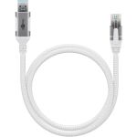 Goobay Ethernet-Kabel USB-A 3.2 Gen1 Stecker > RJ-45 Stecker (weiß, 10 Meter, geflochtener Textilmantel)