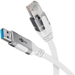Goobay Ethernet-Kabel USB-A 3.2 Gen1 Stecker > RJ-45 Stecker (weiß, 10 Meter, geflochtener Textilmantel)