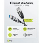 Goobay Ethernet-Adapterkabel USB-A 3.2 Gen1 > RJ-45 (schwarz/grau, 1 Meter)