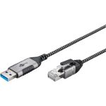 Goobay Ethernet-Adapterkabel USB-A 3.2 Gen1 > RJ-45 (schwarz/grau, 5 Meter)