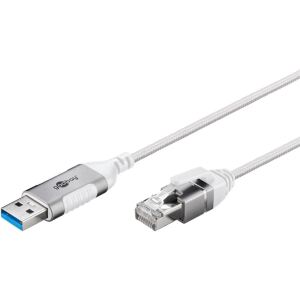 Goobay Ethernet-Adapterkabel USB-A 3.2 Gen1 > RJ-45 (weiß, 1 Meter)