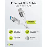 Goobay Ethernet-Adapterkabel USB-A 3.2 Gen1 > RJ-45 (weiß, 10 Meter)