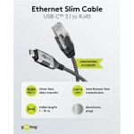 Goobay Ethernet-Adapterkabel USB-C 3.2 Gen2 > RJ-45 (schwarz/grau, 5 Meter)