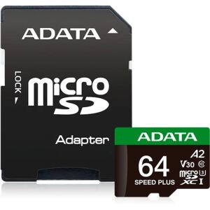 A-Data SPEED PLUS microSDXC 64 GB (UHS-I U3, Class 10, V30, A2)
