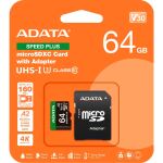 A-Data SPEED PLUS microSDXC 64 GB (UHS-I U3, Class 10, V30, A2)