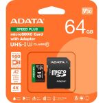 A-Data SPEED PLUS microSDXC 64 GB (UHS-I U3, Class 10, V30, A2)