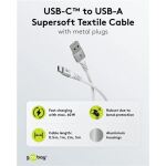 Goobay Supersoftes USB 2.0 Textilkabel, USB-A Stecker > USB-C Stecker (weiß, 2 Meter)