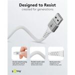Goobay Supersoftes USB 2.0 Textilkabel, USB-A Stecker > USB-C Stecker (weiß, 2 Meter)