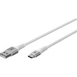Goobay Supersoftes USB 2.0 Textilkabel, USB-A Stecker > USB-C Stecker (weiß, 3 Meter)