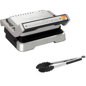 Tefal OptiGrill 2in1 GC773D (edelstahl, 2.100 Watt, mit Grillzange)