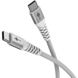 Goobay Supersoftes USB 2.0 Textilkabel, USB-C Stecker > USB-C Stecker (weiß, 1 Meter)