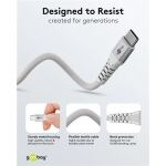 Goobay Supersoftes USB 2.0 Textilkabel, USB-C Stecker > USB-C Stecker (weiß, 1 Meter)