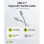 Goobay Supersoftes USB 2.0 Textilkabel, USB-C Stecker > USB-C Stecker (weiß, 2 Meter)
