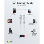 Goobay Supersoftes USB 2.0 Textilkabel, USB-C Stecker > USB-C Stecker (weiß, 3 Meter)