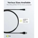 Goobay Supersoftes USB 2.0 Textilkabel, USB-A Stecker > USB-C Stecker (schwarz, 1 Meter)
