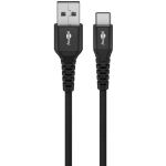 Goobay Supersoftes USB 2.0 Textilkabel, USB-A Stecker > USB-C Stecker (schwarz, 2 Meter)